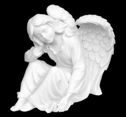 SITTING ANGEL WITH WINGS, OF SYNTHETIC MARBLE